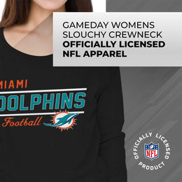 Miami Dolphins NFL Womens Crew Neck Light Weight - Black
