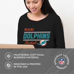 Miami Dolphins NFL Womens Crew Neck Light Weight - Black