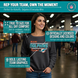 Miami Dolphins NFL Womens Crew Neck Light Weight - Charcoal