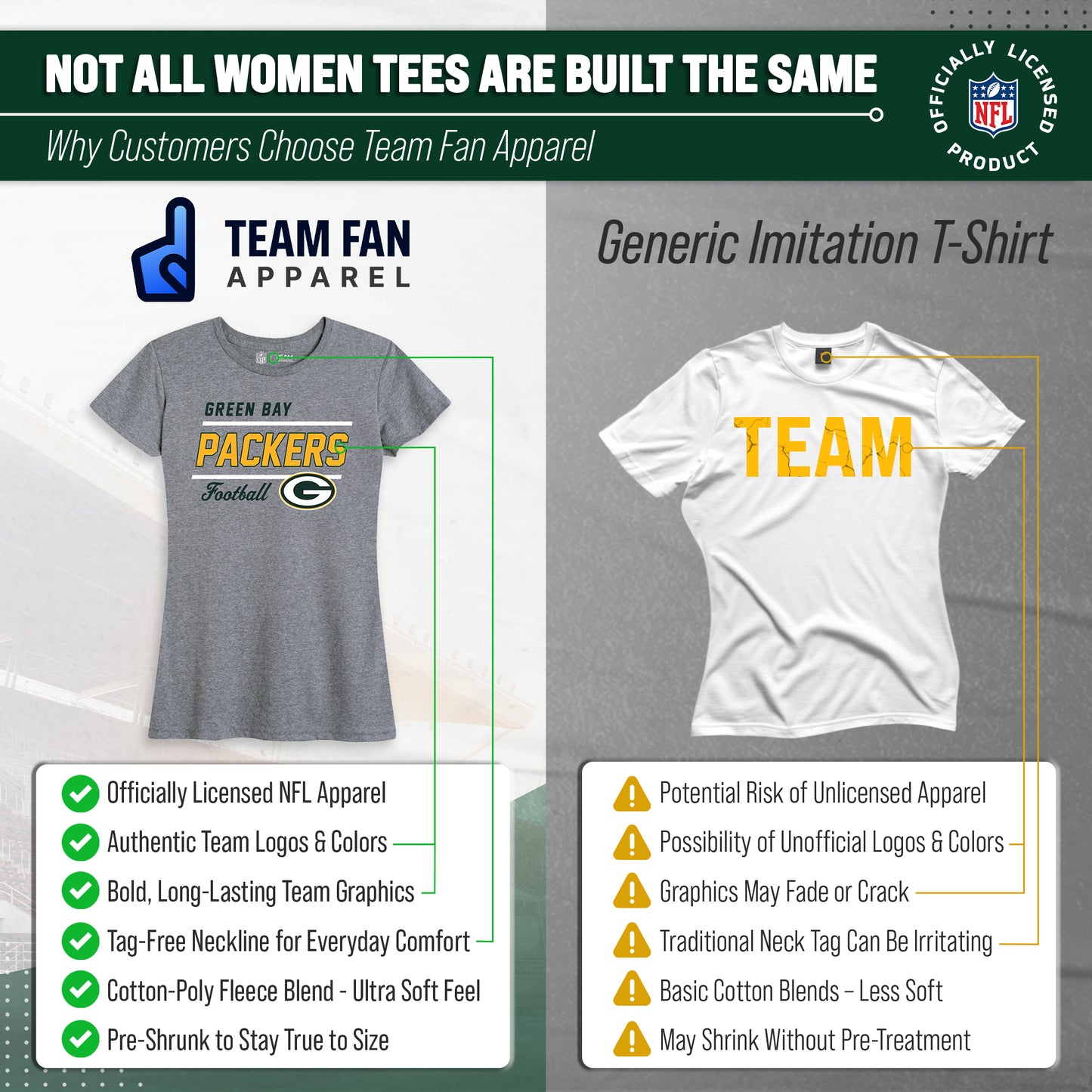 Green Bay Packers NFL Gameday Women's Relaxed Fit T-shirt - Sport Gray
