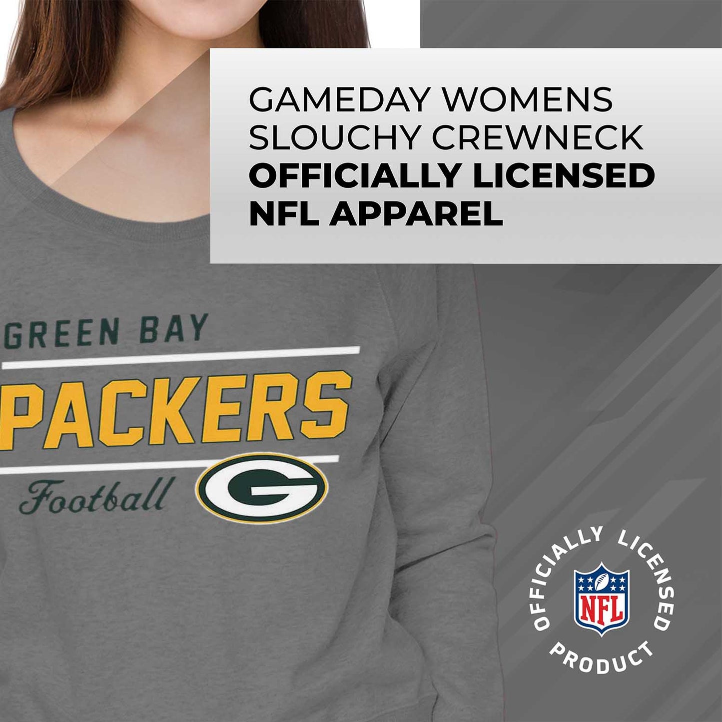 Green Bay Packers NFL Womens Crew Neck Light Weight - Sport Gray