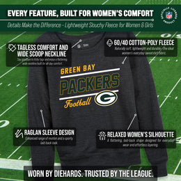 Green Bay Packers NFL Womens Crew Neck Light Weight - Charcoal