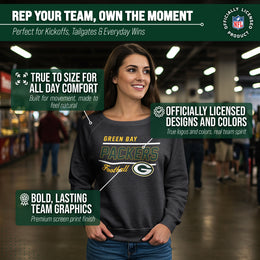 Green Bay Packers NFL Womens Crew Neck Light Weight - Charcoal