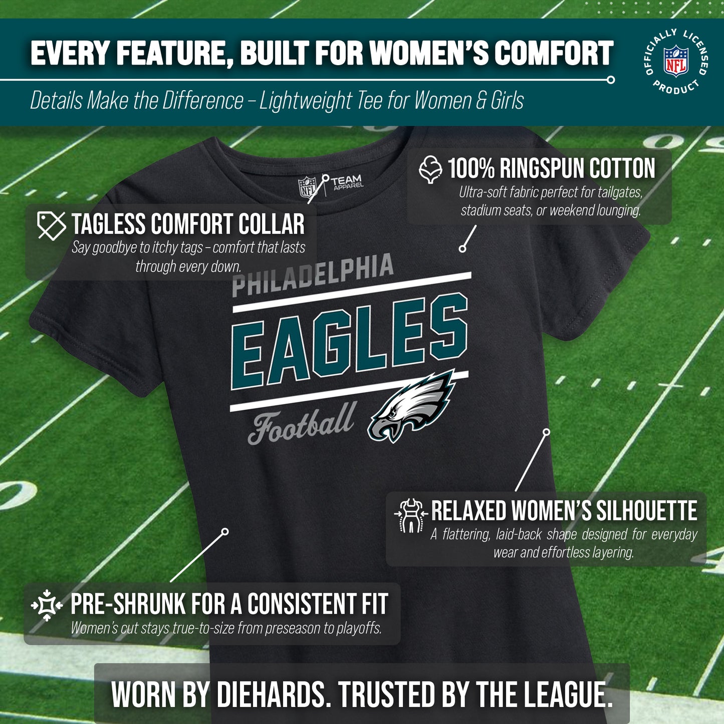Philadelphia Eagles NFL Gameday Women's Relaxed Fit T-shirt - Black