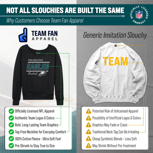 Philadelphia Eagles NFL Womens Crew Neck Light Weight - Black