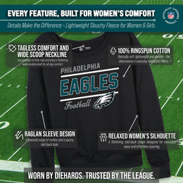Philadelphia Eagles NFL Womens Crew Neck Light Weight - Black