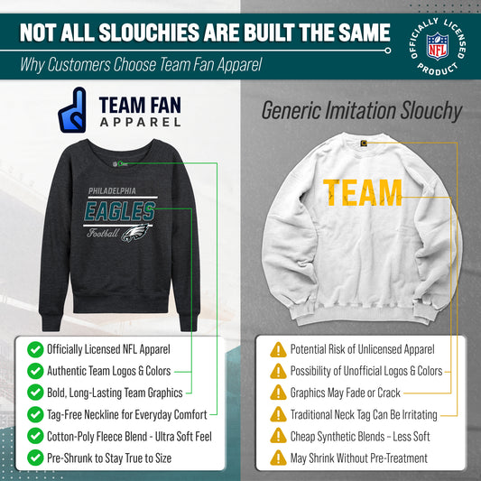 Philadelphia Eagles NFL Womens Crew Neck Light Weight - Charcoal
