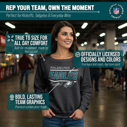 Philadelphia Eagles NFL Womens Crew Neck Light Weight - Charcoal