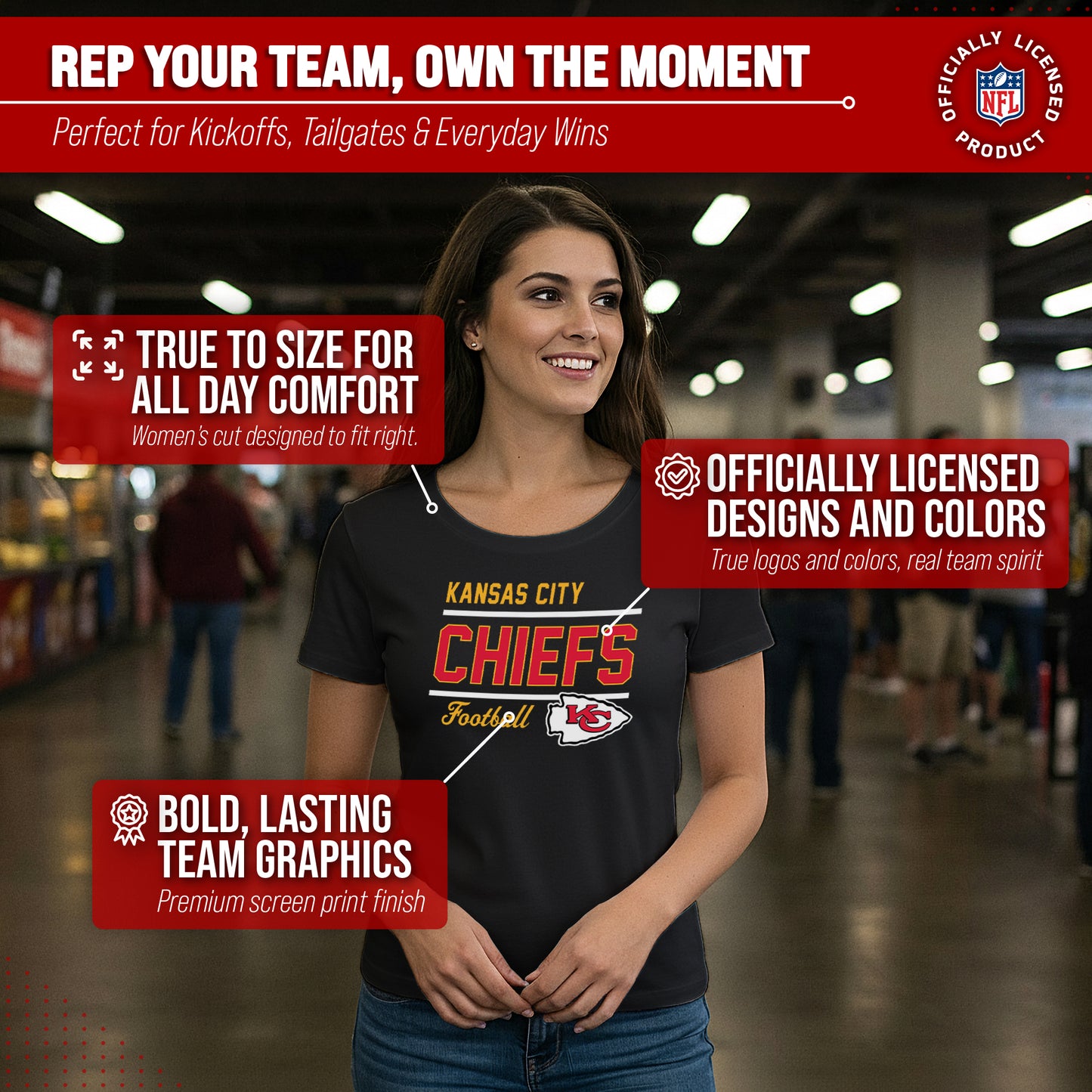 Kansas City Chiefs NFL Gameday Women's Relaxed Fit T-shirt - Black