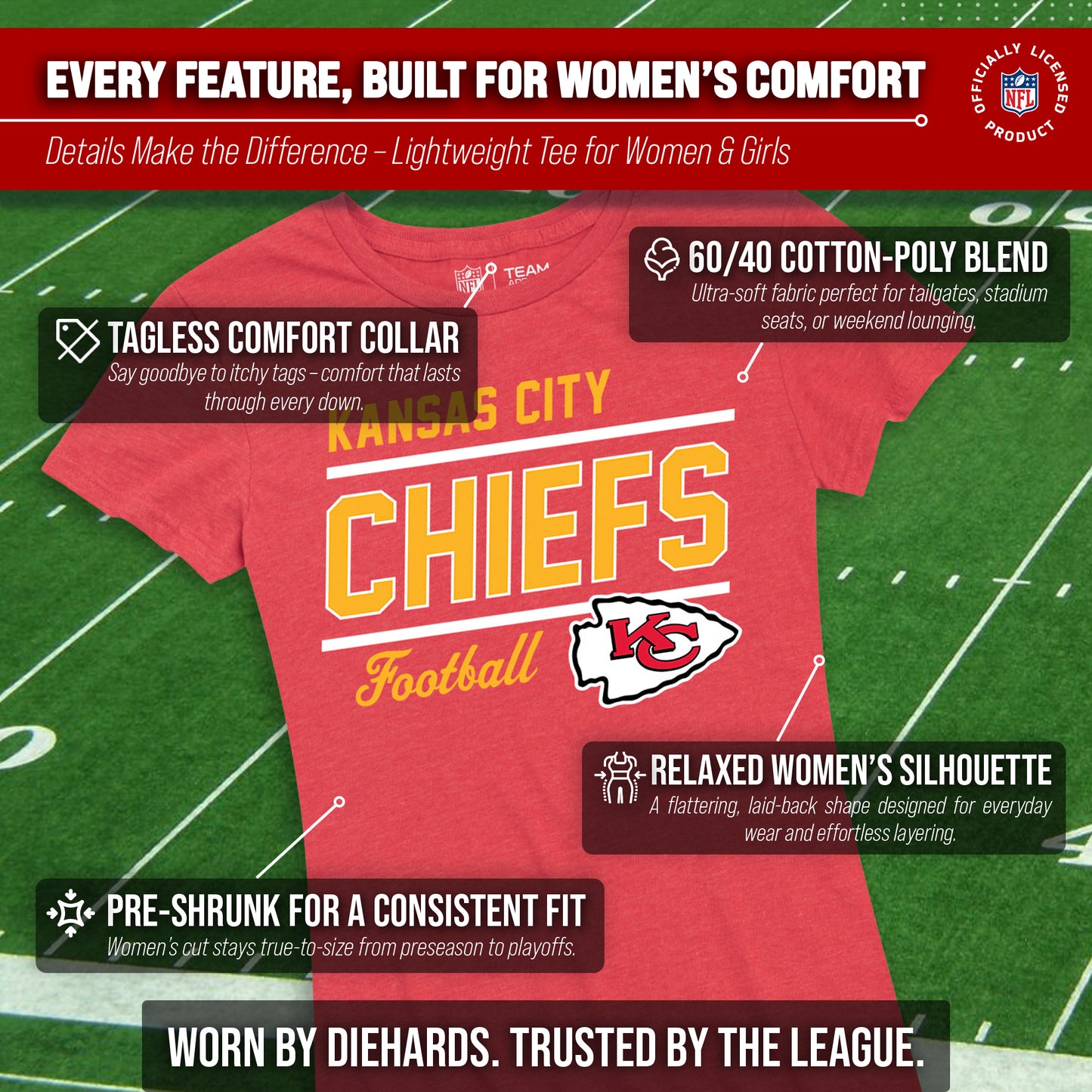 Kansas City Chiefs NFL Gameday Women's Relaxed Fit T-shirt - Red
