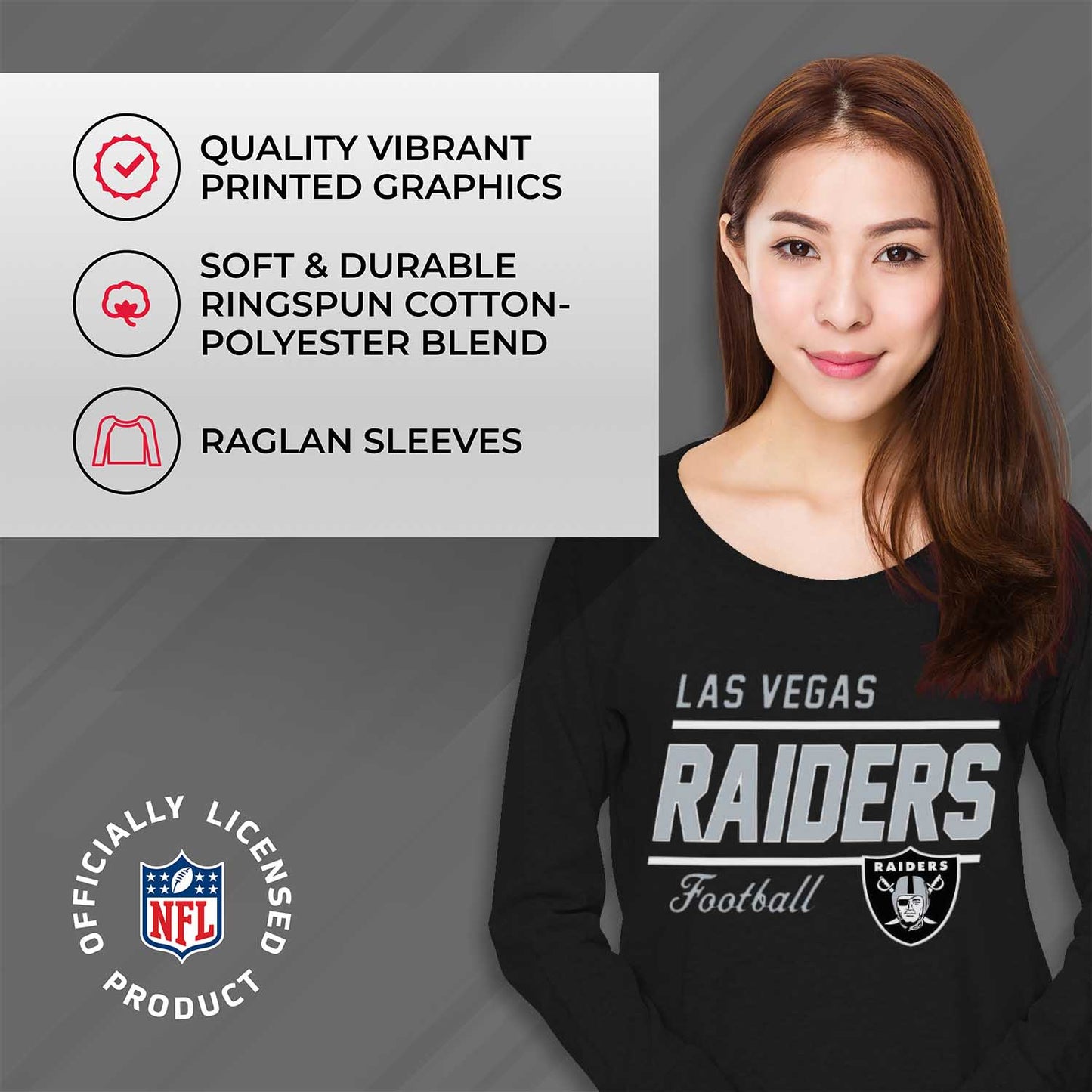 Las Vegas Raiders NFL Womens Crew Neck Light Weight - Black