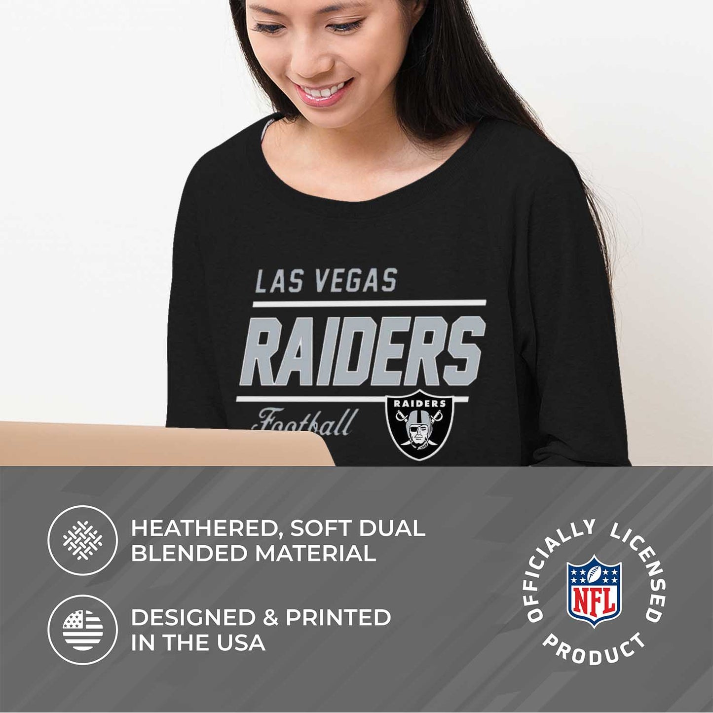 Las Vegas Raiders NFL Womens Crew Neck Light Weight - Black