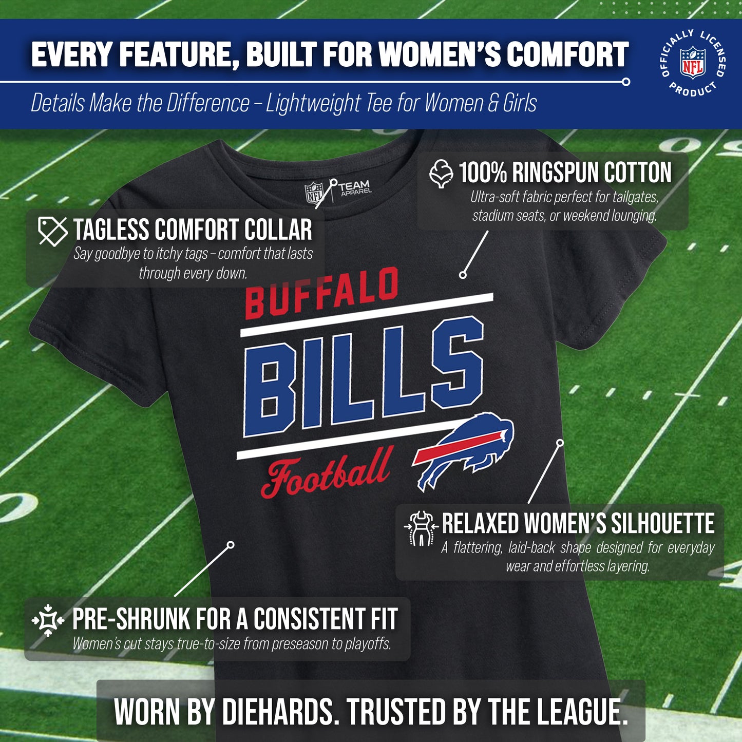 Buffalo Bills NFL Gameday Women's Relaxed Fit T-shirt - Black