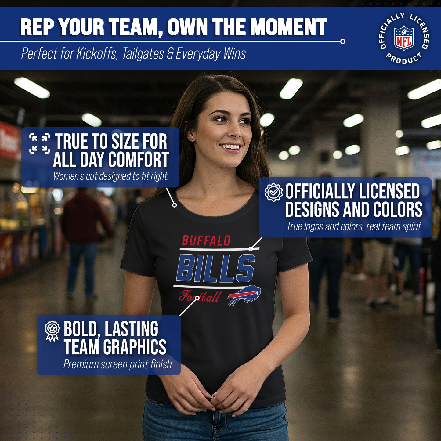 Buffalo Bills NFL Gameday Women's Relaxed Fit T-shirt - Black