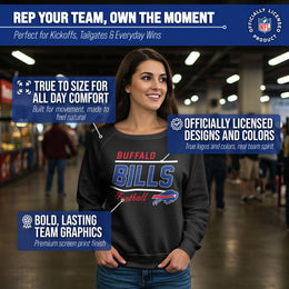 Buffalo Bills NFL Womens Crew Neck Light Weight - Black