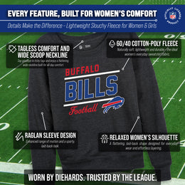 Buffalo Bills NFL Womens Crew Neck Light Weight - Charcoal