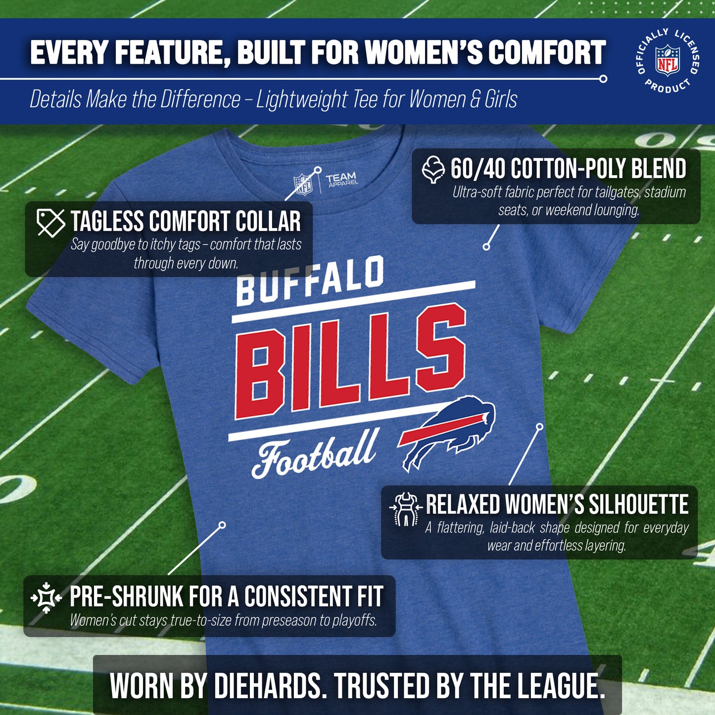Buffalo Bills NFL Gameday Women's Relaxed Fit T-shirt - Royal