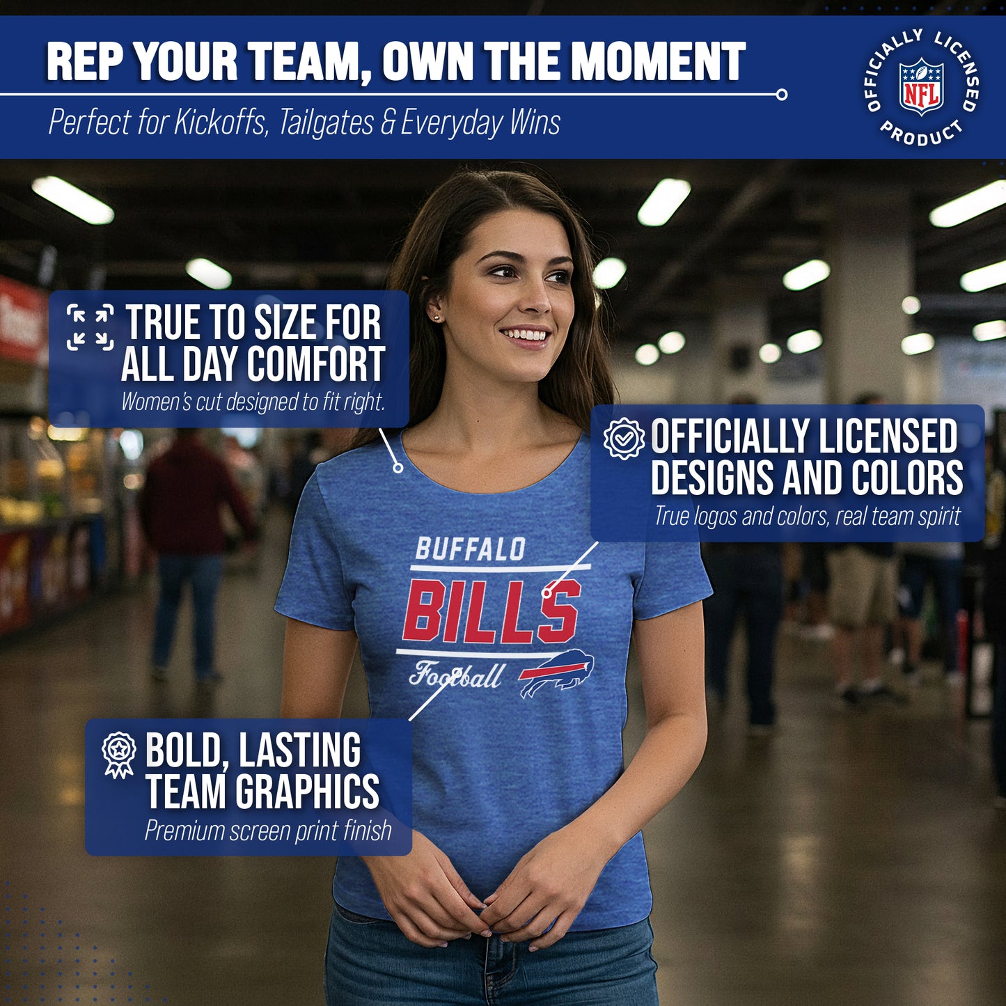 Buffalo Bills NFL Gameday Women's Relaxed Fit T-shirt - Royal