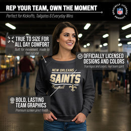 New Orleans Saints NFL Womens Crew Neck Light Weight - Charcoal