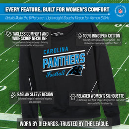 Carolina Panthers NFL Womens Crew Neck Light Weight - Black