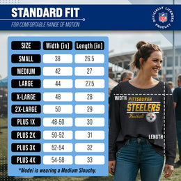 Pittsburgh Steelers NFL Womens Crew Neck Light Weight - Charcoal