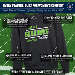 Seattle Seahawks NFL Womens Crew Neck Light Weight - Heather Charcoal