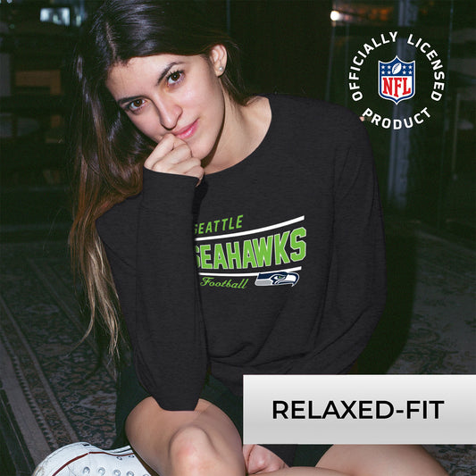 Seattle Seahawks NFL Womens Crew Neck Light Weight - Heather Charcoal
