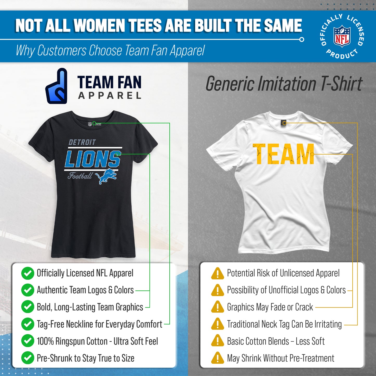 Detroit Lions NFL Gameday Women's Relaxed Fit T-shirt - Black