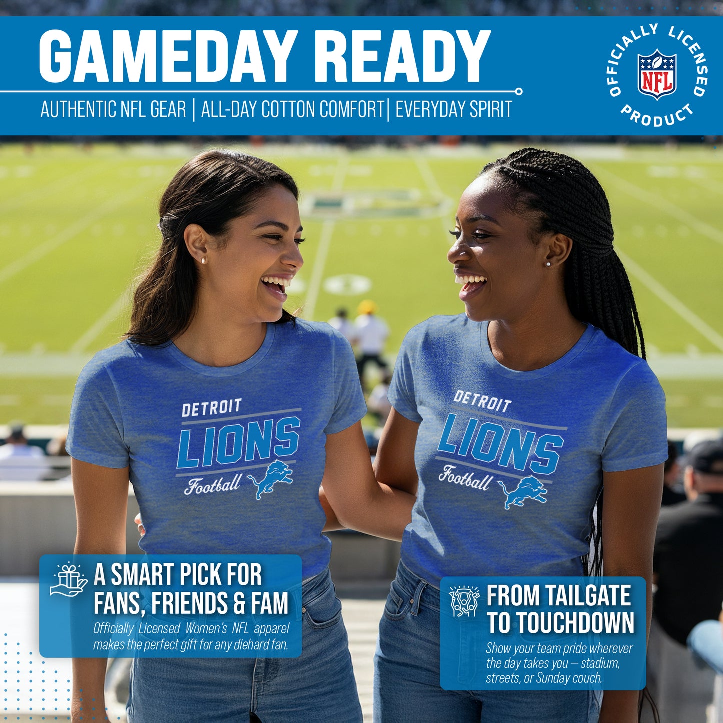 Detroit Lions NFL Gameday Women's Relaxed Fit T-shirt - Royal