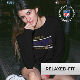Baltimore Ravens NFL Womens Crew Neck Light Weight - Black