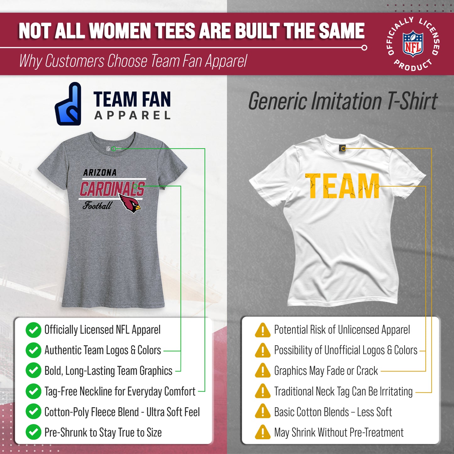 Arizona Cardinals NFL Gameday Women's Relaxed Fit T-shirt - Gray