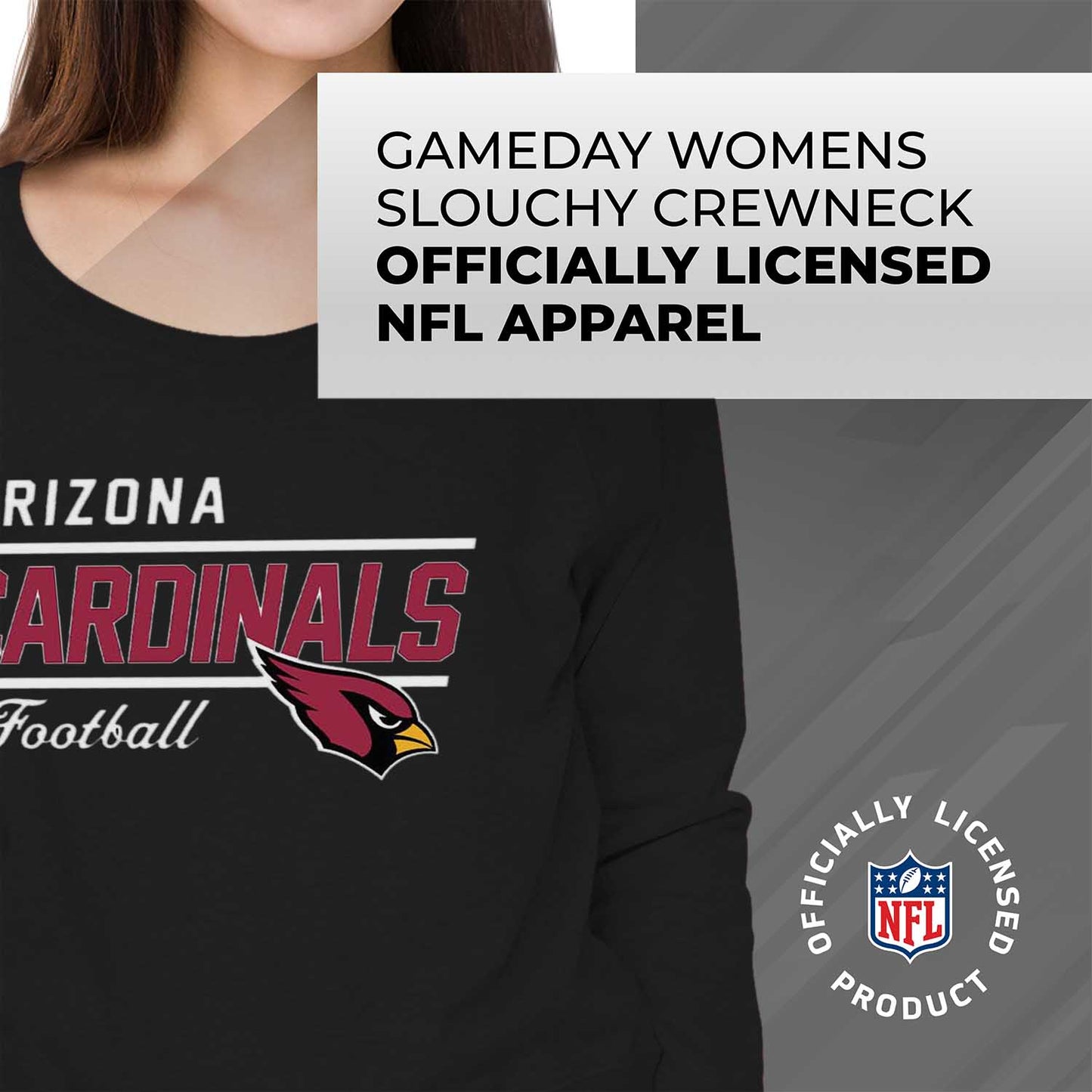 Arizona Cardinals NFL Womens Crew Neck Light Weight - Black
