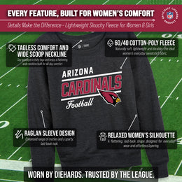 Arizona Cardinals NFL Womens Crew Neck Light Weight - Charcoal