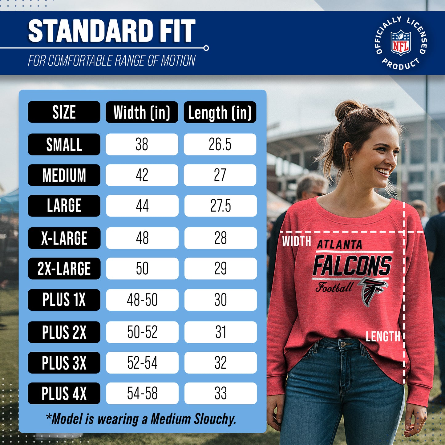 Atlanta Falcons NFL Womens Crew Neck Light Weight - Red