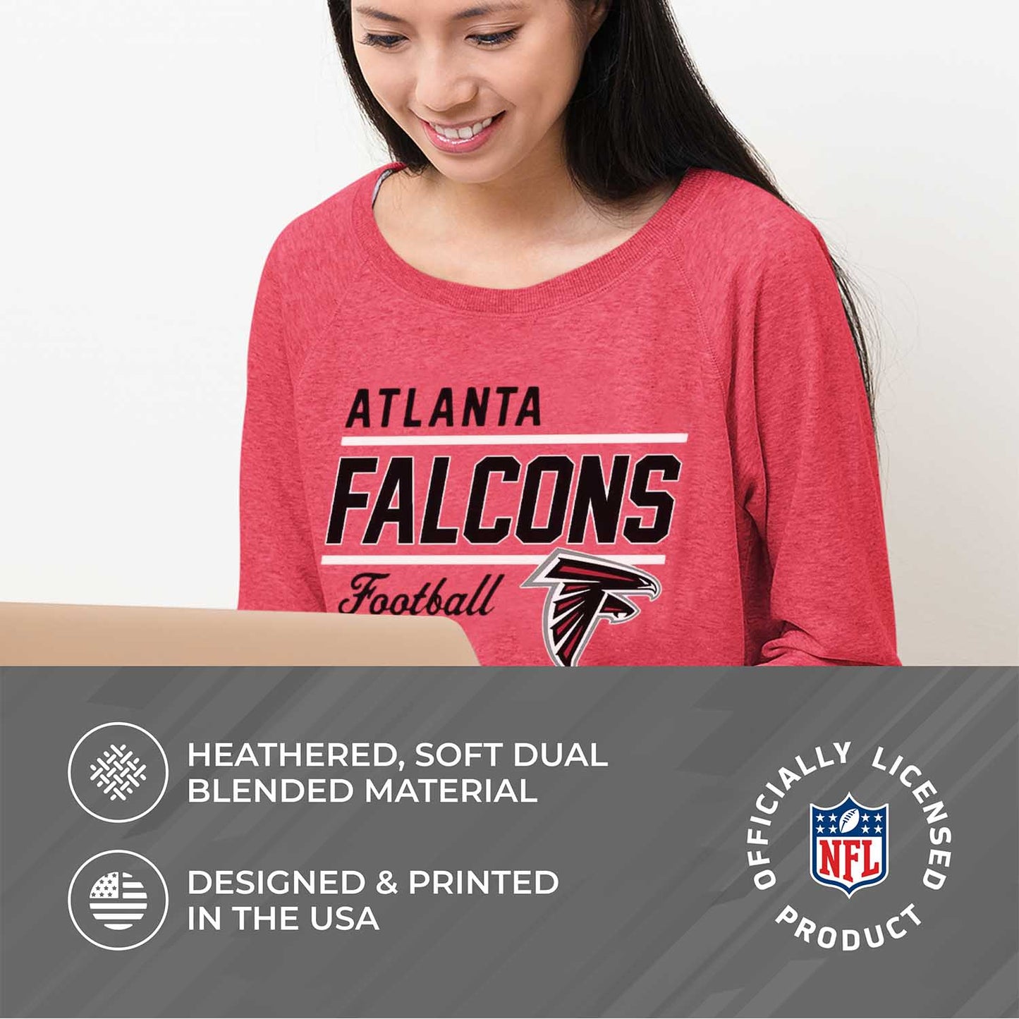 Atlanta Falcons NFL Womens Crew Neck Light Weight - Red