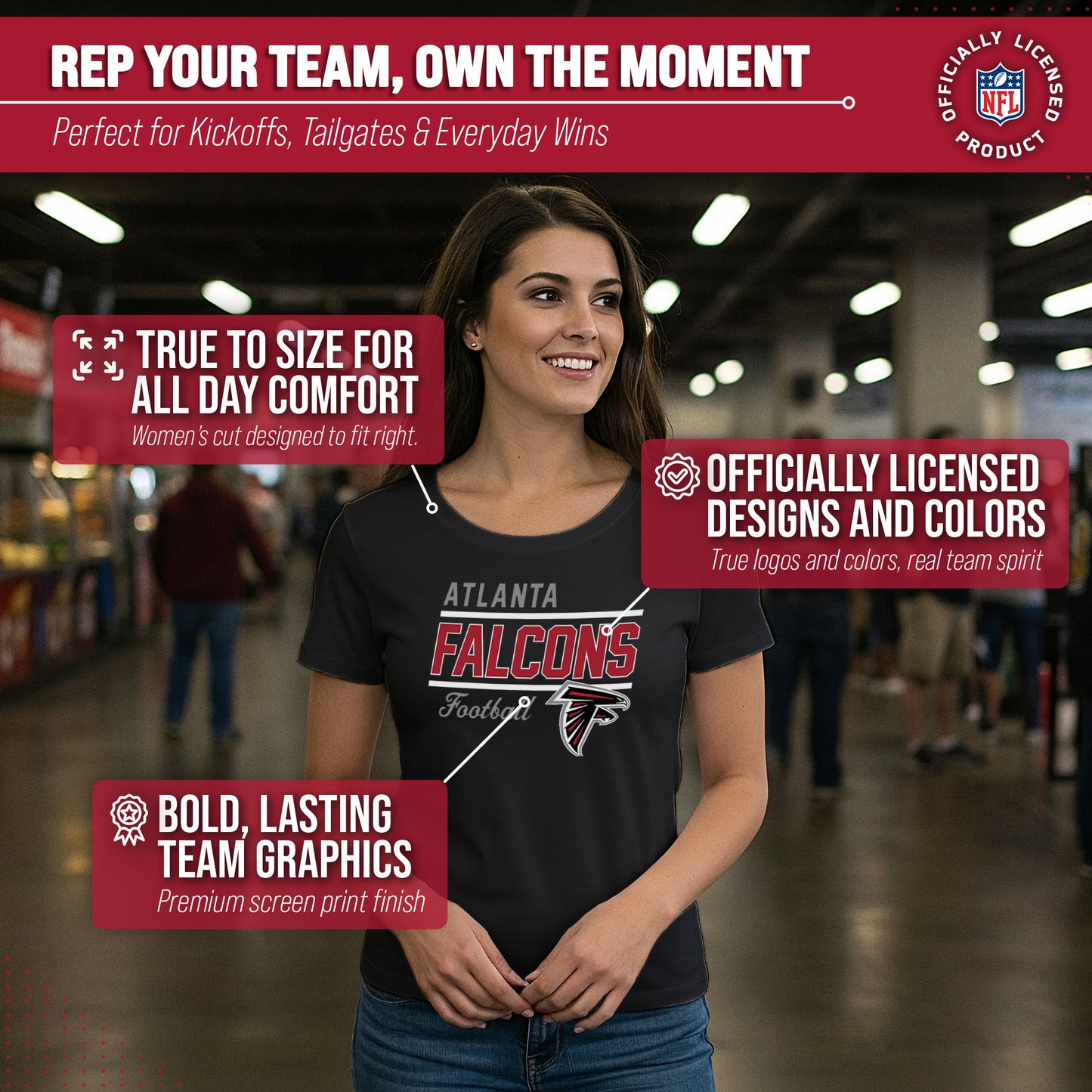 Atlanta Falcons NFL Gameday Women's Relaxed Fit T-shirt - Black