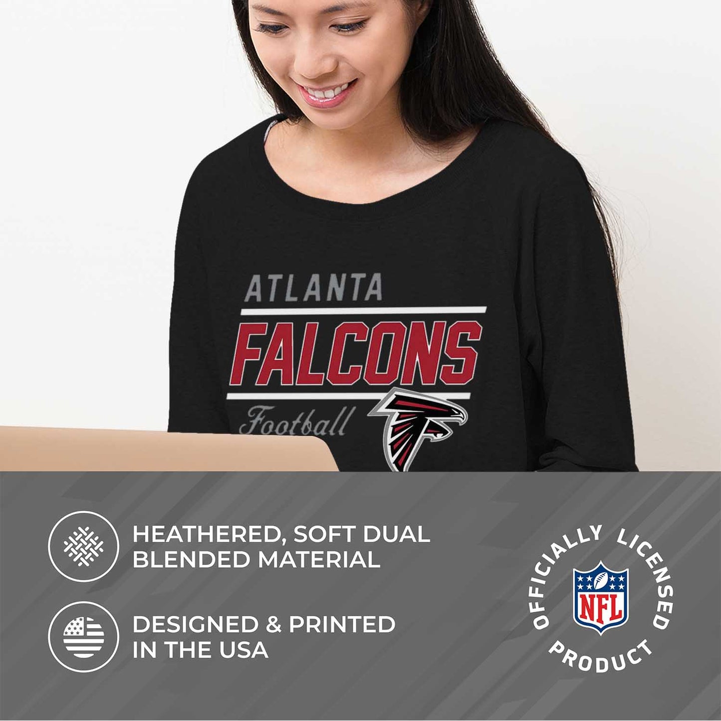 Atlanta Falcons NFL Womens Crew Neck Light Weight - Black