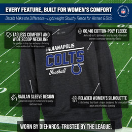 Indianapolis Colts NFL Womens Gameday French Terry Slouchy Top- Raglan Sleeves - Heather Charcoal