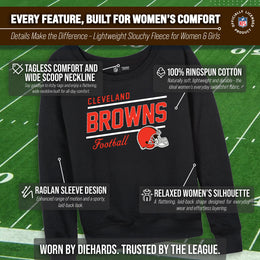 Cleveland Browns NFL Womens Crew Neck Light Weight - Black