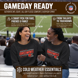 Cleveland Browns NFL Womens Crew Neck Light Weight - Black