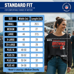 Cleveland Browns NFL Womens Crew Neck Light Weight - Black