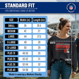 Cleveland Browns NFL Womens Crew Neck Light Weight - Charcoal