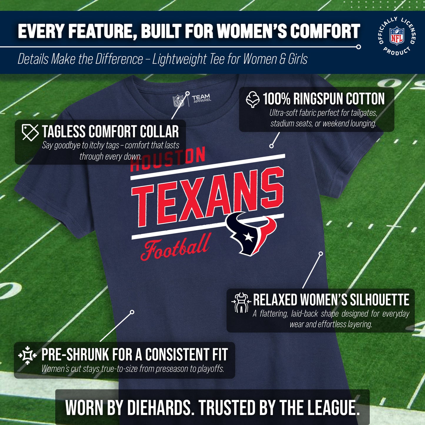 Houston Texans NFL Gameday Women's Relaxed Fit T-shirt - Navy
