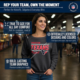 Houston Texans NFL Womens Crew Neck Light Weight - Heather Charcoal