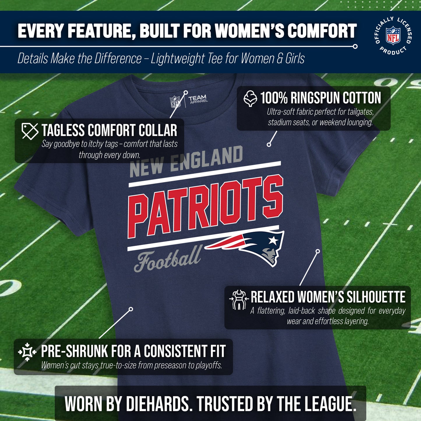 New England Patriots NFL Gameday Women's Relaxed Fit T-shirt - Navy