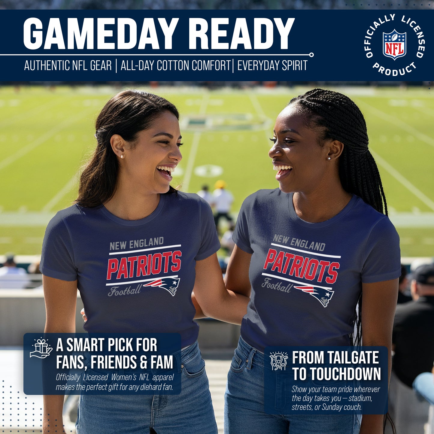 New England Patriots NFL Gameday Women's Relaxed Fit T-shirt - Navy