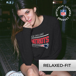 New England Patriots NFL Womens Crew Neck Light Weight - Heather Charcoal