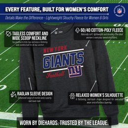 New York Giants NFL Womens Crew Neck Light Weight - Charcoal
