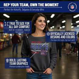 New York Giants NFL Womens Crew Neck Light Weight - Charcoal