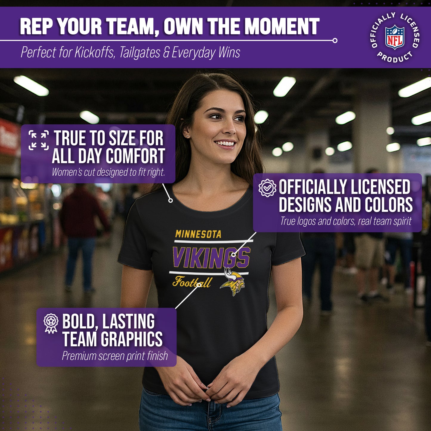 Minnesota Vikings NFL Gameday Women's Relaxed Fit T-shirt - Black